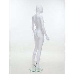 SMART Damen-Schaufensterfigur, Weiß, mit runder Glasbodenplatte und Wadendorn, SFH1-MW