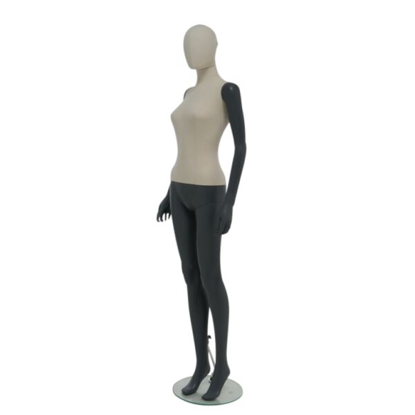SMART Damen-Schaufensterfigur, Stoffüberzug, mit runder Glasbodenplatte und Wadendorn, SFH1-CLT