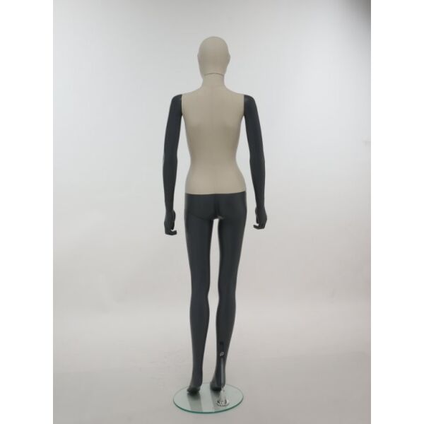 SMART Damen-Schaufensterfigur, Stoffüberzug, mit runder Glasbodenplatte und Wadendorn, SFH1-CLT