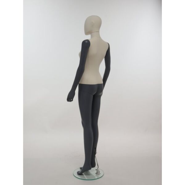 SMART Damen-Schaufensterfigur, Stoffüberzug, mit runder Glasbodenplatte und Wadendorn, SFH1-CLT