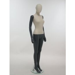 SMART Damen-Schaufensterfigur, Stoffüberzug, mit runder Glasbodenplatte und Wadendorn, SFH1-CLT