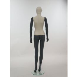 SMART Damen-Schaufensterfigur, Stoffüberzug, mit runder Glasbodenplatte und Wadendorn, SFH1-CLT