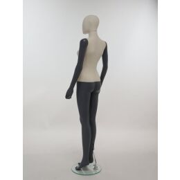 SMART Damen-Schaufensterfigur, Stoffüberzug, mit runder Glasbodenplatte und Wadendorn, SFH1-CLT