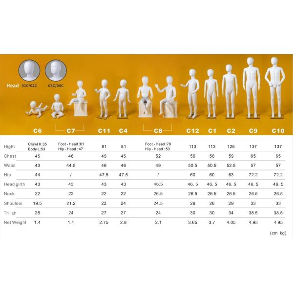 Rental mannequin MAGIC, kid, unisex child, girl or boy, incl. base and calf-spike