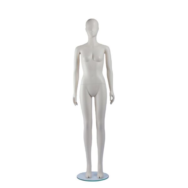 CALM Damen-Schaufensterfigur F51 Matt-Beige aus PE-Kunststoff  inkl. Glasbodenplatte und Wadendorn
