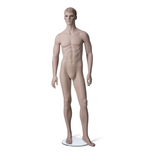 MARVIN 2 Herrenfigur stilisiert naturalistisch mit skulpt. Haaren, Pos. 2 inkl. Glasbodenplatte mit Fußdorn, 101950