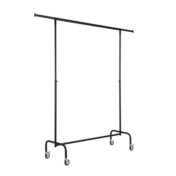 Rollständer Kleiderständer, verstellbar, mit Rollen Ø 8 cm und Bremsen, Schwarz