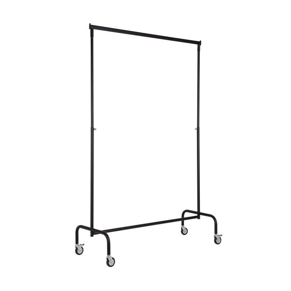 Rollständer Kleiderständer, verstellbar, mit Rollen Ø 8 cm und Bremsen, Schwarz