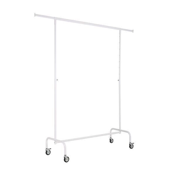 Rollständer Kleiderständer, verstellbar, mit Rollen Ø 8 cm und Bremsen, Weiß