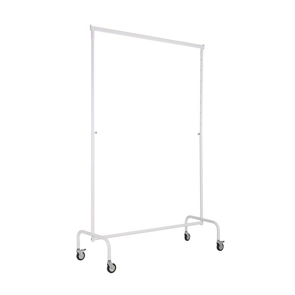 Rollständer Kleiderständer, verstellbar, mit Rollen Ø 8 cm und Bremsen, Weiß