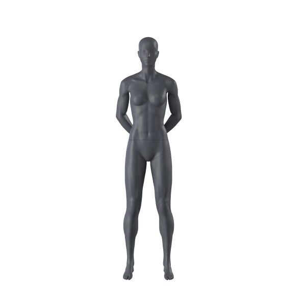 Miet-Damenfigur TOP-SPORTS F015 Schaufensterfigur, inkl. Standplatte mit Rückendorn, Graphitgrau RAL 7024
