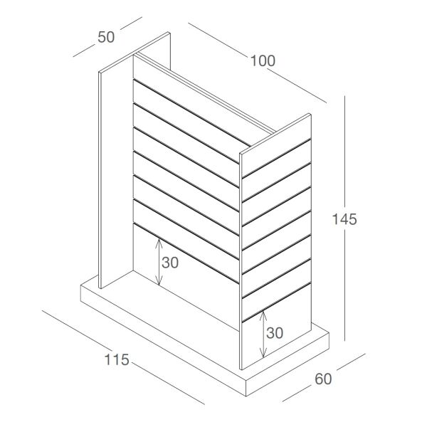 BELLO Gondola, H-Form Mittelraum-Element DGGH, 115x60x145 cm, Weiß