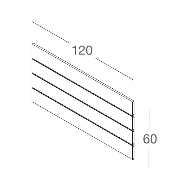 BELLO Lamellenwand 19 mm dick, Weiß, 120xH60 cm. ohne Profile