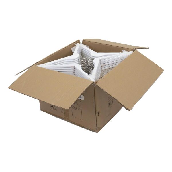 LOTUS Kleiderbügel weiss, L44cm, Haken vernickelt, HTAS44_WH_N