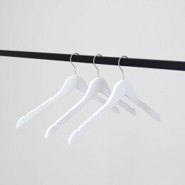 LOTUS Kleiderbügel weiss, L44cm, Haken vernickelt, HTAS44_WH_N