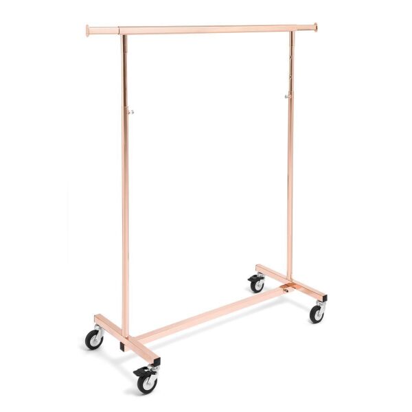 ROSE-GOLD Kleiderständer mit Rollen Ø 8 cm, Höhenverstellung durch Schnäpper 140 cm Grundbreite ST21214PG