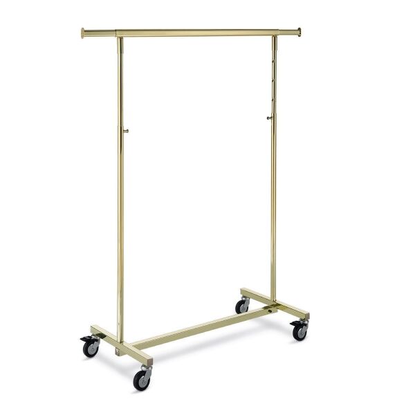 GOLD Kleiderständer, klappbar, verstellbar, mit Rollen Ø 8 cm und Bremsen, 100cm Grundbreite, Gold-Optik