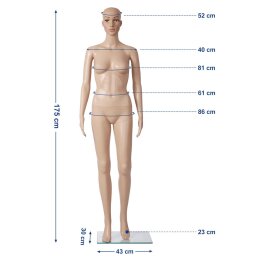 BASIC Damenfigur RAMONA hautfarbig mit Gesicht F2FIR inkl. Glasbodenplatte mit Wadendorn